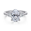 Georgia - 14K White Gold Oval Three Stone Diamond Engagement Ring