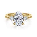 Georgia - 14K Yellow Gold Oval Three Stone Diamond Engagement Ring