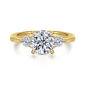 Georgia - 14K Yellow Gold Round Three Stone Diamond Engagement Ring