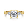Georgia - 14K Yellow Gold Princess Cut Three Stone Diamond Engagement Ring