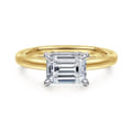 Sandi - 14K White-Yellow Gold East West Emerald Cut Diamond Engagement Ring