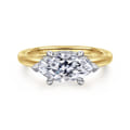 Sandi - 14K White-Yellow Gold East West Marquise Shape Diamond Engagement Ring