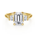 Kenia - 14K Yellow Gold Emerald Cut Three Stone Diamond Engagement Ring