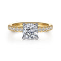 Carmellia - 14K White-Yellow Gold Cushion Cut Diamond Engagement Ring
