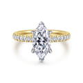 Carmellia - 14K White-Yellow Gold Marquise Shape Diamond Engagement Ring