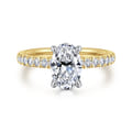 Carmellia - 14K White-Yellow Gold Oval Diamond Engagement Ring