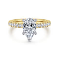 Carmellia - 14K White-Yellow Gold Pear Shape Diamond Engagement Ring