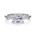 Emeroux - 14K White Gold Emerald Cut Three Stone Diamond Engagement Ring