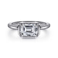 Linen - 14K White Gold Emerald Cut Diamond Engagement Ring