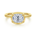 Linen - 14K Yellow Gold East West Elongated Cushion Diamond Engagement Ring