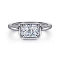 Linen - 14K White Gold East West and Bezel Prong Radiant Cut Diamond Engagement Ring