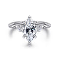 Madison - 14K White Gold Marquise Shape Three Stone Lotus Diamond Engagement Ring