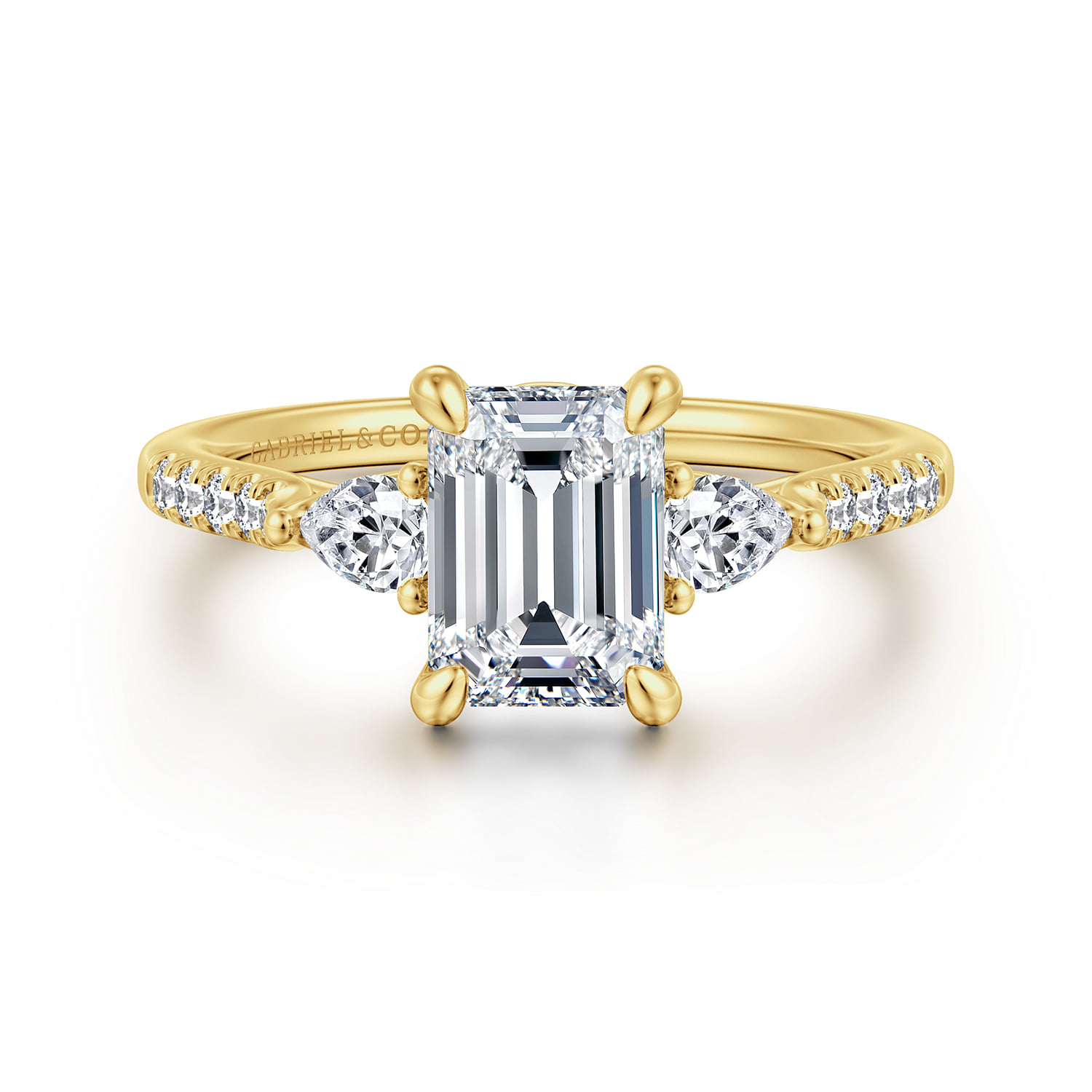 Three Stone Lotus Diamond Engagement Ring