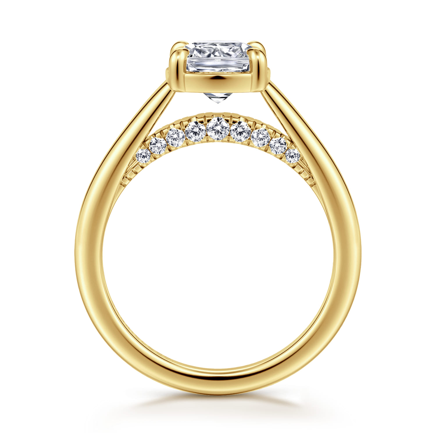 Cushion Diamond Engagement Ring in 14K Yellow Gold, photograph 2