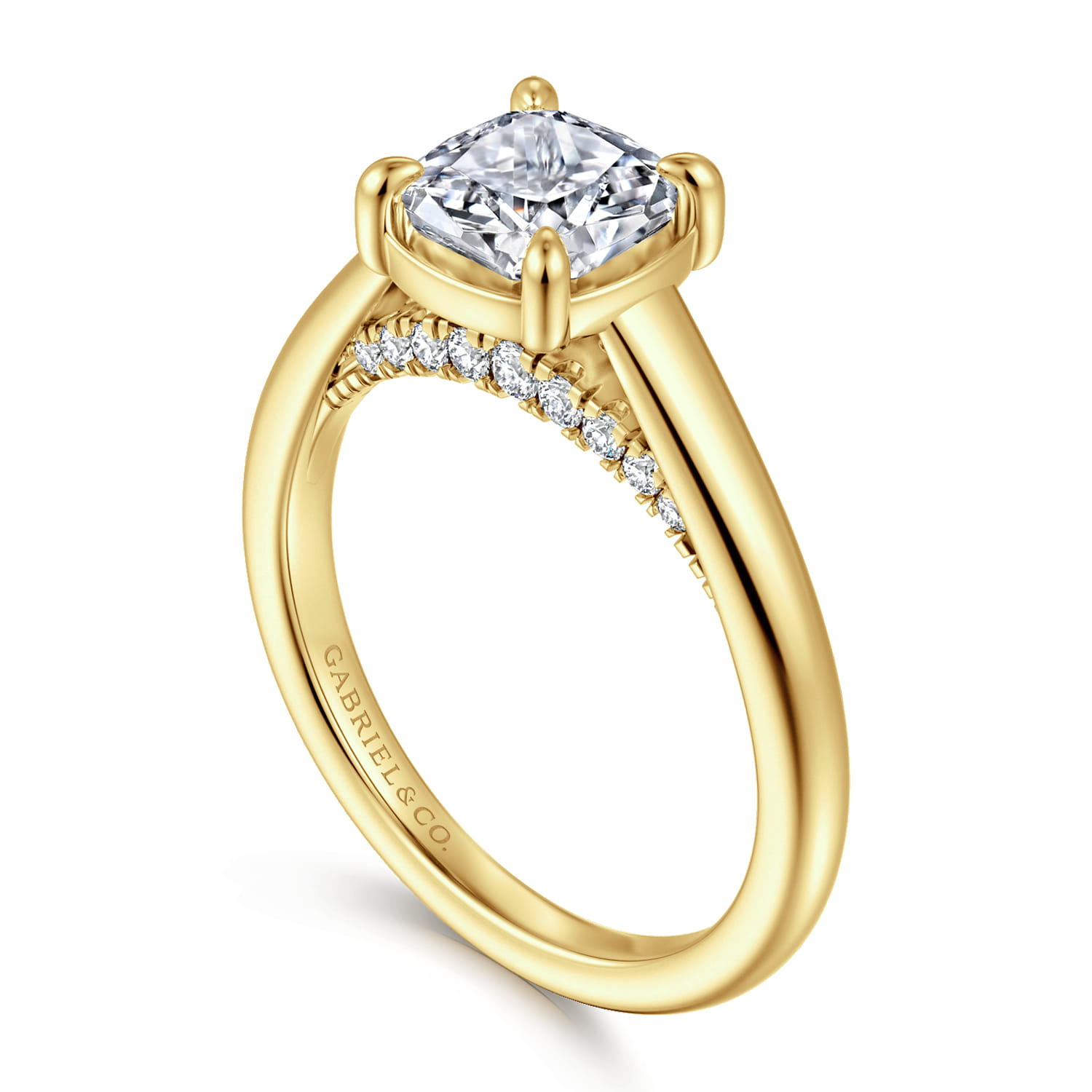 Cushion Diamond Engagement Ring in 14K Yellow Gold, photograph 3