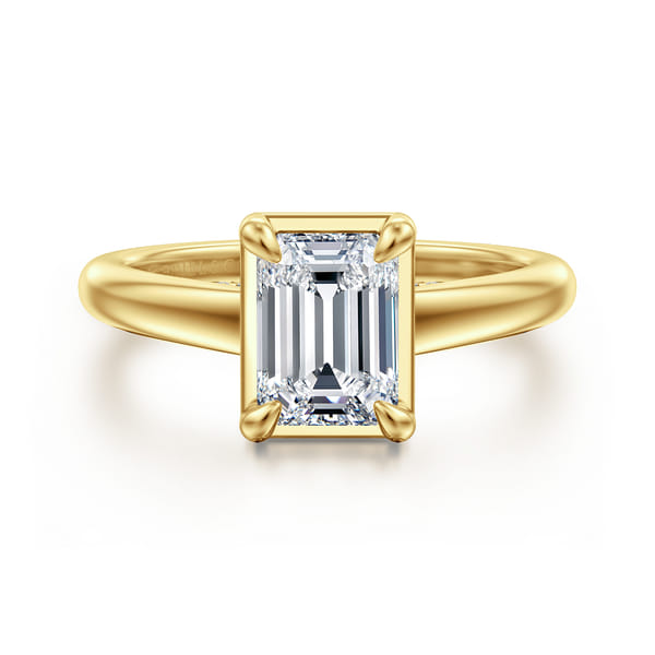 14K Yellow Gold Emerald Cut Diamond Engagement Ring