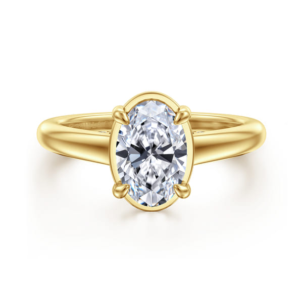 14K Yellow Gold Oval Diamond Engagement Ring
