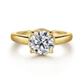 Geo - 14K Yellow Gold Bezel Prong Round Diamond Engagement Ring