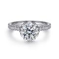 Lida - 14K White Gold Bezel Prong Round Diamond Engagement Ring