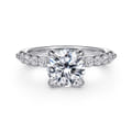 Leya - 14K White Gold Bezel Prong Set Round Diamond Engagement Ring
