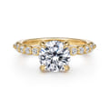 Leya - 14K Yellow Gold Bezel Prong Set Round Diamond Engagement Ring