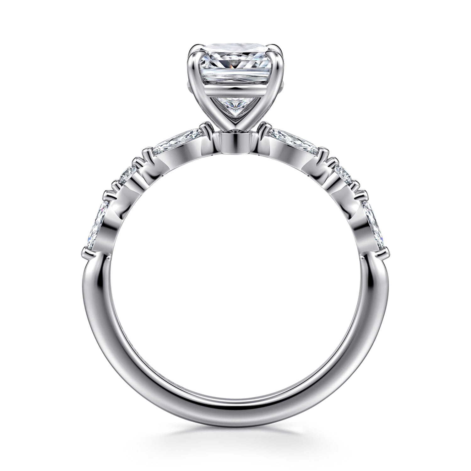 Cushion Diamond Engagement Ring in 14K White Gold, photograph 2