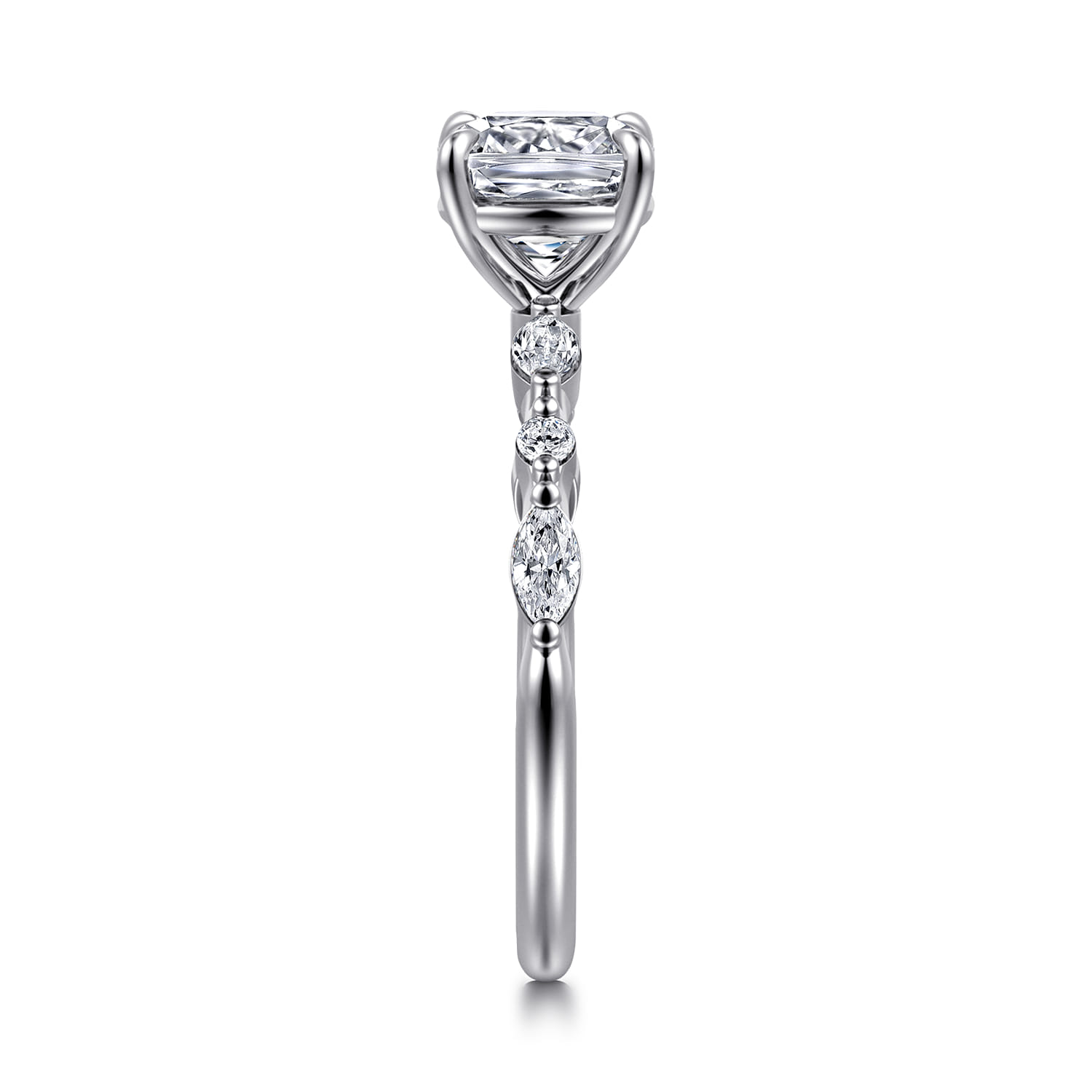 Cushion Diamond Engagement Ring in 14K White Gold, photograph 4