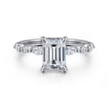 Perry - 14K White Gold Emerald Cut Diamond Engagement Ring