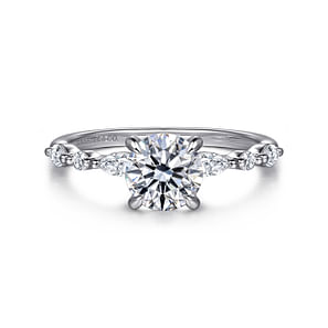 Perry - 14K White Gold Round Diamond Engagement Ring