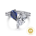 Chessie - 14K White Gold Toi et Moi Pear Shape Sapphire and Diamond Engagement Ring