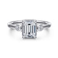 Ebony - 14K White Gold Emerald Cut Three Stone Diamond Engagement Ring