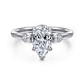 Ebony - 14K White Gold Pear Shape Three Stone Diamond Engagement Ring