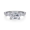 Cassidy - 14K White Gold Emerald Cut Three Stone Diamond Engagement Ring