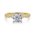 Claudia - 14K White-Yellow Gold Cushion Cut Diamond Engagement Ring
