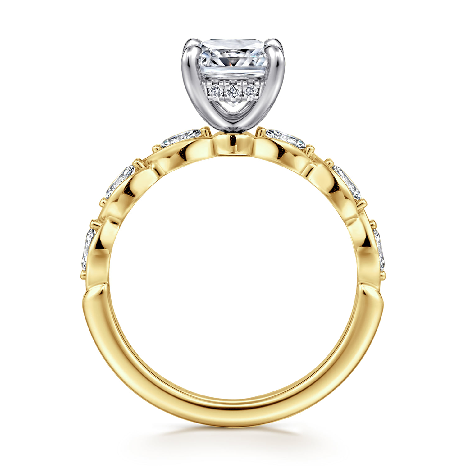 Cushion Diamond Engagement Ring in 14K White/Yellow Gold, photograph 2