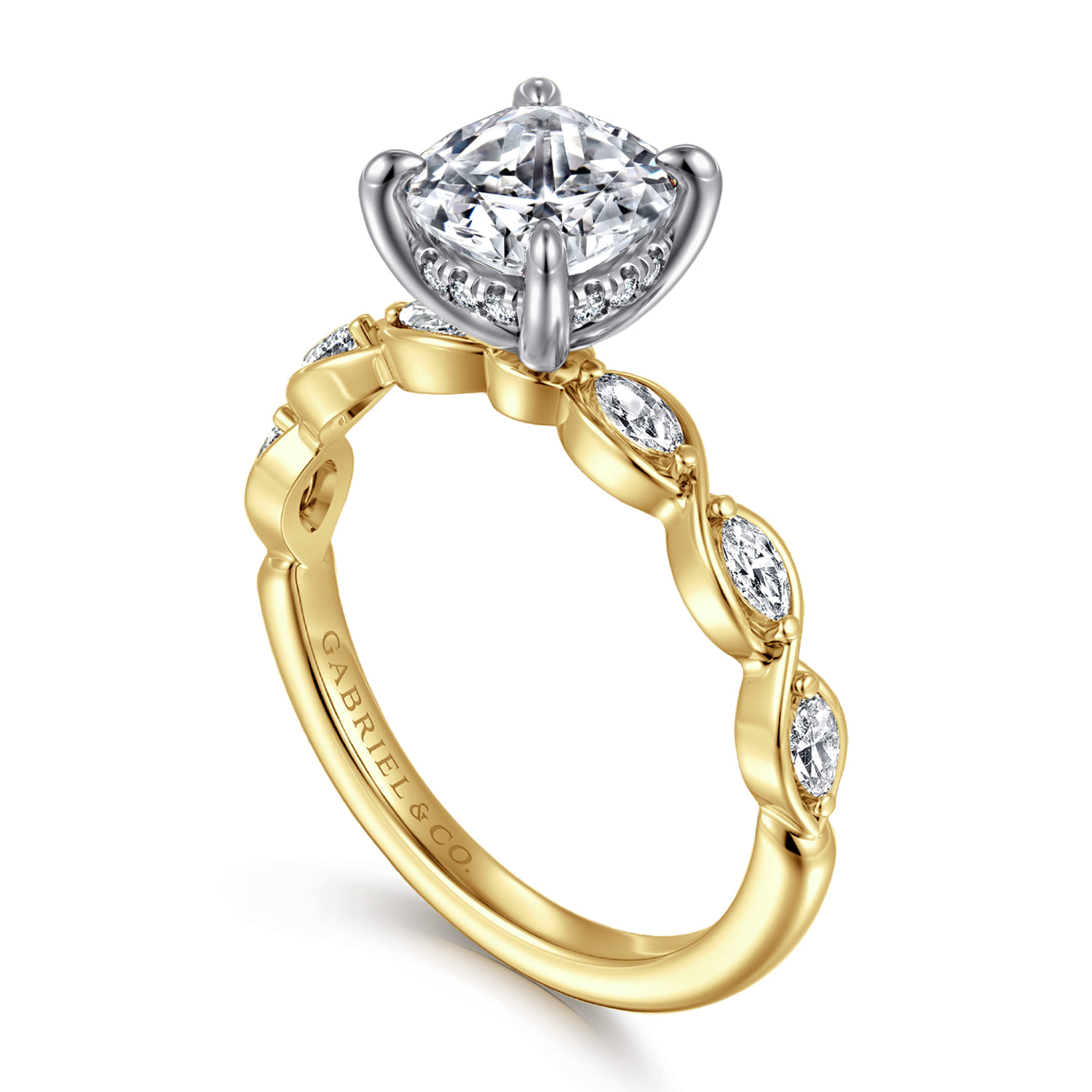 Cushion Diamond Engagement Ring in 14K White/Yellow Gold, photograph 3