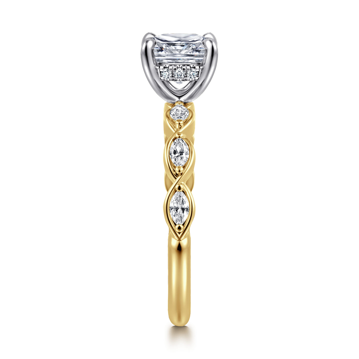 Cushion Diamond Engagement Ring in 14K White/Yellow Gold, photograph 4