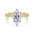 Claudia - 14K White-Yellow Gold Marquise Shape Diamond Engagement Ring