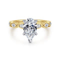 Claudia - 14K White-Yellow Gold Pear Shape Diamond Engagement Ring