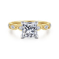 Claudia - 14K White-Yellow Gold Princess Cut Diamond Engagement Ring
