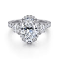 Cleopatra - 14K White Gold Oval Halo Diamond Engagement Ring