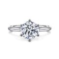 Aviva - 14K White Gold 6 Prong Round Solitaire Diamond Engagement Ring