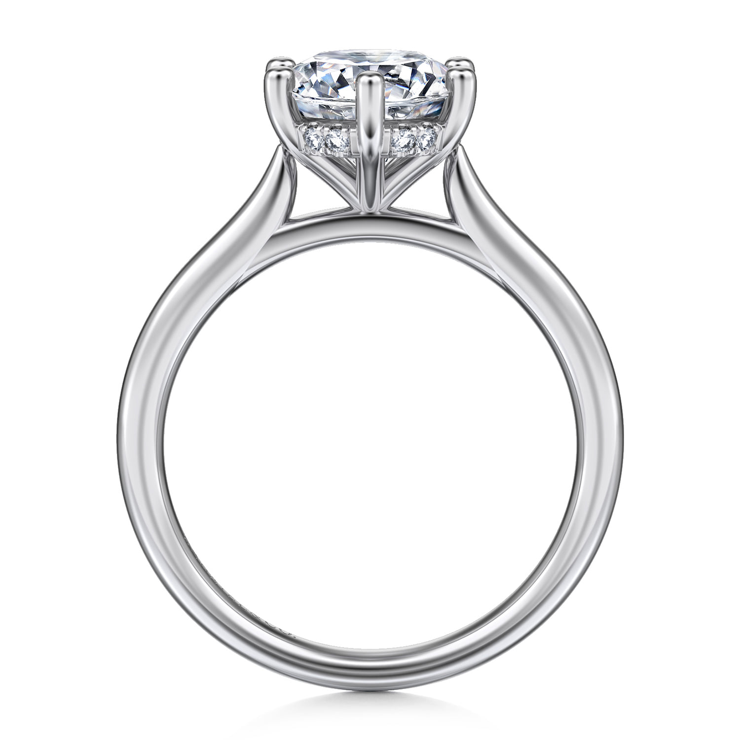 Round 6 Prong Solitaire Diamond Engagement Ring in 14K White Gold, photograph 2