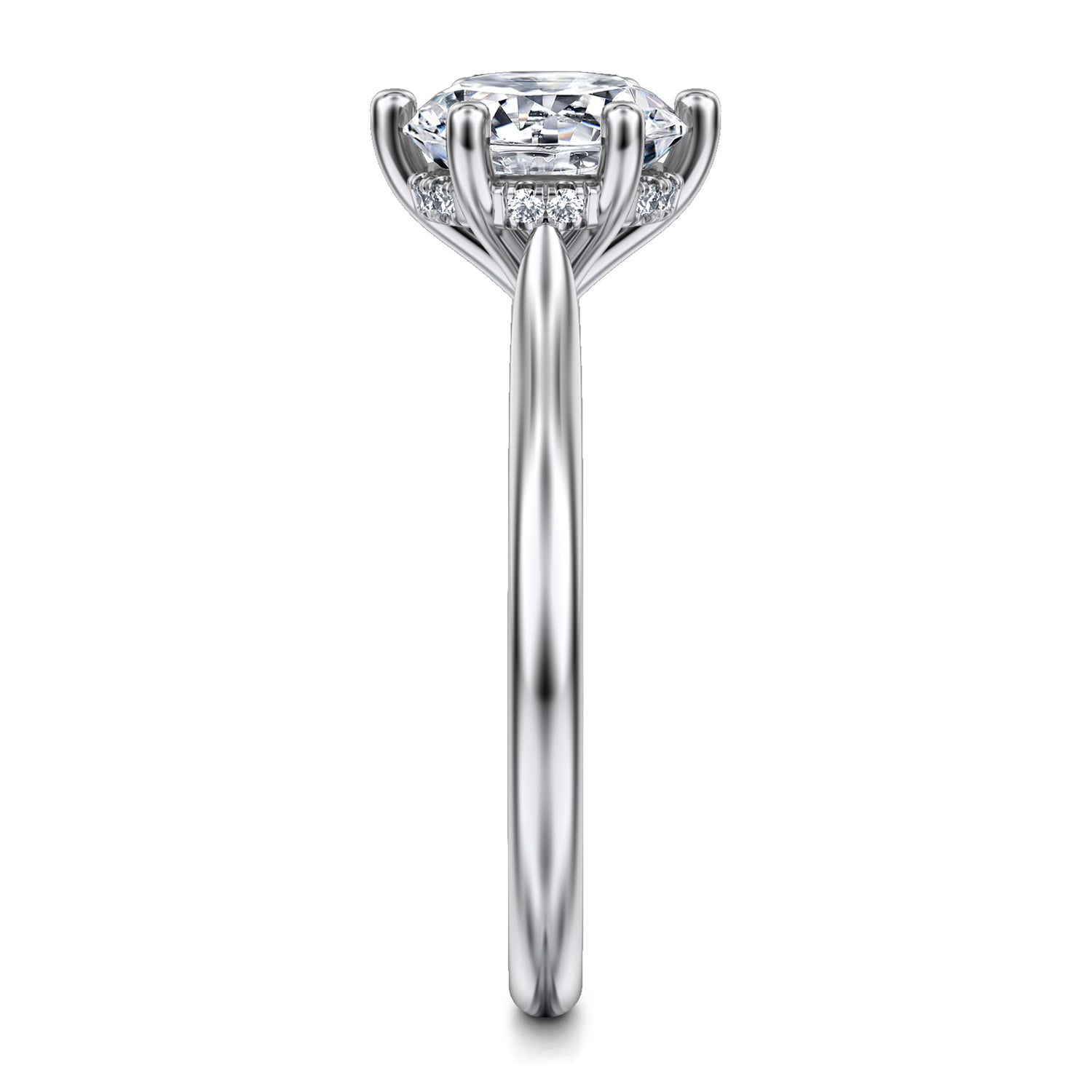 Round 6 Prong Solitaire Diamond Engagement Ring in 14K White Gold, photograph 5