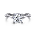 Azucena - 14K White Gold Cushion Cut Solitaire Diamond Engagement Ring