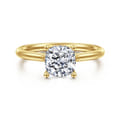 Azucena - 14K Yellow Gold Cushion Cut Solitaire Diamond Engagement Ring
