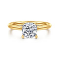 Azucena - 18K Yellow Gold Cushion Cut Solitaire Diamond Engagement Ring