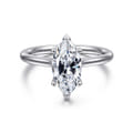 Azucena - 14K White Gold Marquise Shape Solitaire Diamond Engagement Ring