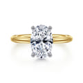 Azucena - 14K White-Yellow Gold Oval Solitaire Diamond Engagement Ring