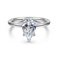 Azucena - 14K White Gold Pear Shape Solitaire Diamond Engagement Ring